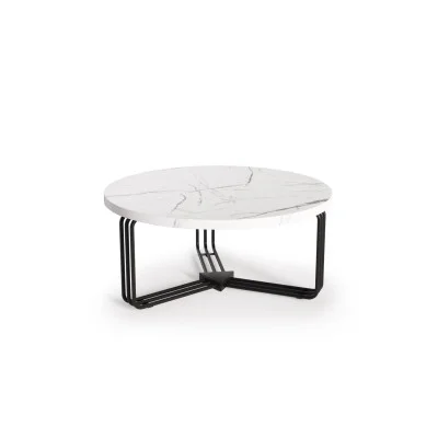 ANTICA COFFEE TABLE, TOP - WHITE MARBLE, FRAME - BLACK